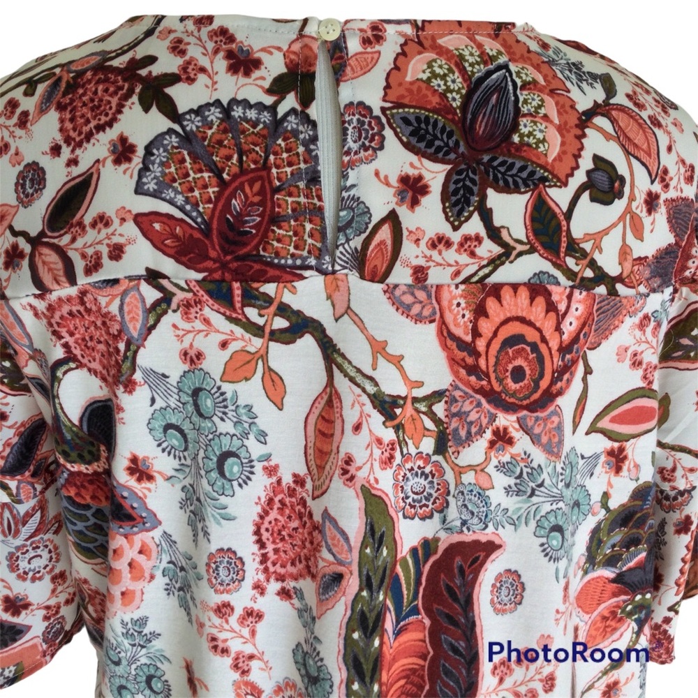 LOFT Multi Color Floral Mixed Ruffle Top S - Picture 5 of 9